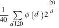 1/{40}sum{d|20}{}phi(d)2^{{20}/d}