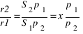 r2/r1 = {S_2p_1}/{S_1p_2} = x{p_1/p_2}