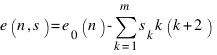 e(n,s) = e_0(n) - sum{k=1}{m} {s_k k(k+2)}