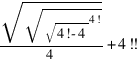 sqrt{sqrt{sqrt{4!-4}^{4!}}}/4 + 4!!