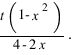 {t(1-x^2)}/{4-2x}.